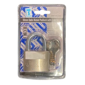 50mm RECTANGULAR SATIN NICKEL PADLOCK (452)