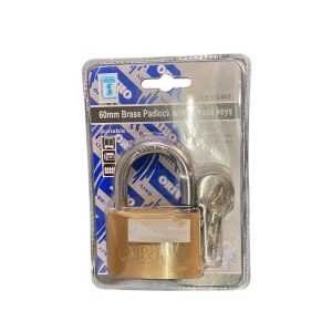 60mm RECTANGULAR BRUSHED BRASS PADLOCK (463)