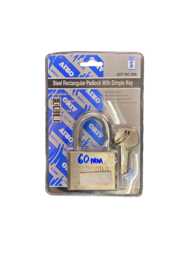 60mm RECTANGULAR STEEL PADLOCK (566)